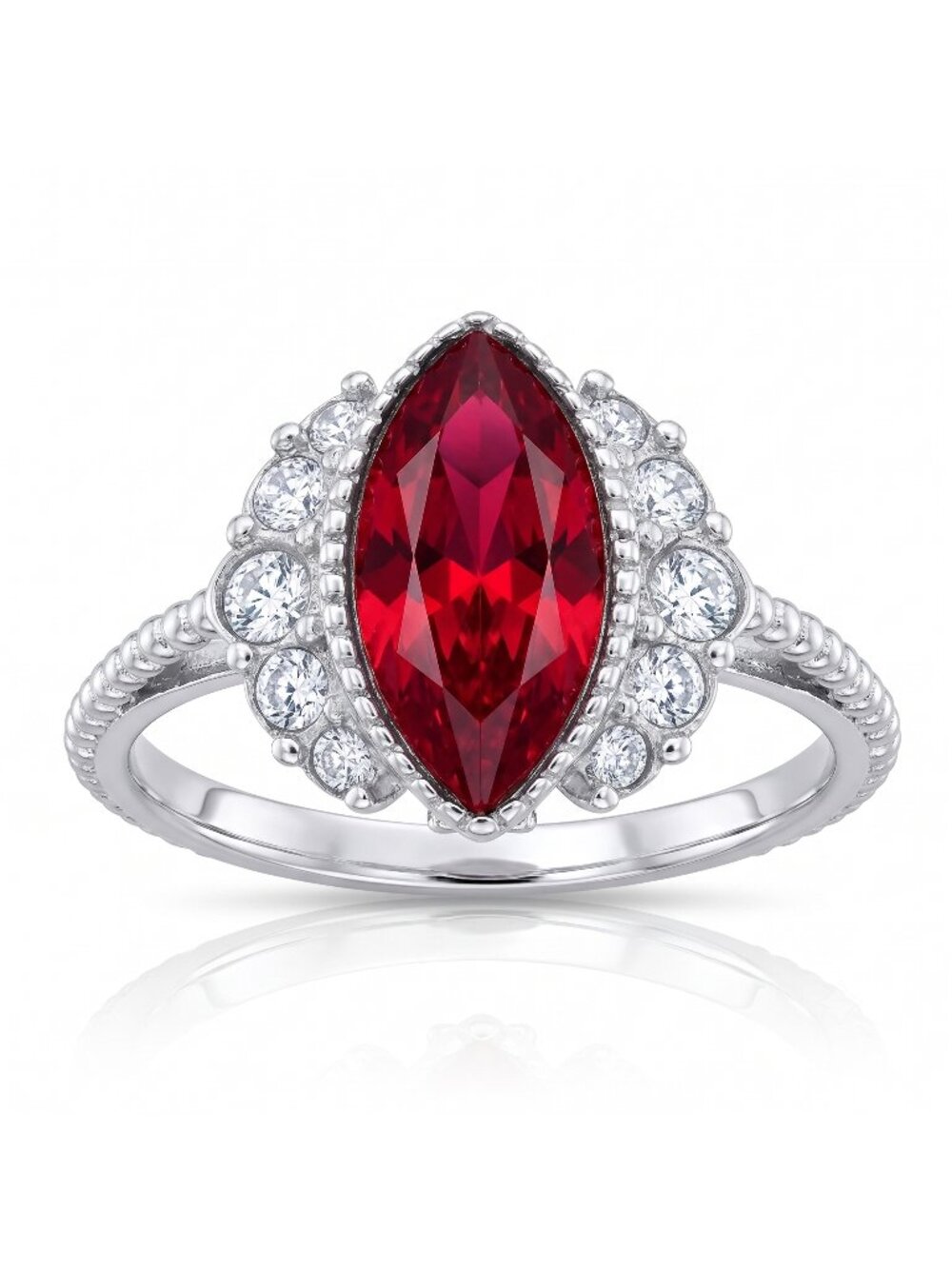 Marquise Red Swarovski Ring, 925 Sterling Silver Ruby Collection